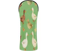 Golf Head Covers Headcover with Number Tags Designed to Fit All Woods and Drivers Whimsical Duck and Butterfly Pattern Spring Meadow Illustration Cute Animal Print Pastel Green