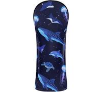 Golf Head Covers Headcovers with Interchangeable No. Tags for Fairway Wood Hybrid Glowing Ocean Marine Life Whale Jellyfish Seamless Pattern Magical Underwater Animal Design