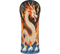 Golf Head Covers Headcovers with Number Tags for Driver Fairway Hybrid Wood Mythical White Red Fire Chinese Dragon Ocean Lightning Art