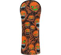 Golf Head Covers Headcovers with Number Tags for Driver, Fairway Wood Hybrid Orange Fire Demon Monsters Seamless Pattern Edgy Green-Eyed Flaming Monsters Design for Gothic Hallow
