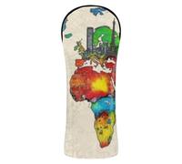 Golf Head Covers Headcovers with Number Tags for Driver Hybrid and Fairway Woods Graffiti Style World Map Wallpaper with City Elements