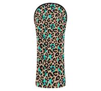 Golf Head Covers Leopard Turquoise Golf Club Headcover for Wood Driver Hybrid Men Women, PU Leather with Interchangeable Tags