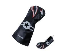Golf Head Covers, Mallet Putter Headcover with Shark Pattern, Black Red Golf Putter with Pendants, Magnetic Closure PU Leather Headcover, Long Neck Club Covers Anulely