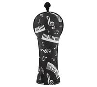 Golf Head Covers Piano Keyboard Musical Notes Golf Club Headcover with Interchangeable Tags for Hybrid Driver Wood Women Men, PU Leather