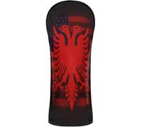 Golf Head Covers Premium Leather Accessories with Interchangeable No. Tags for Driver Fairway Wood Hybrids Albania Albanian USA Flag Pride Roots Vintage