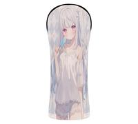 Golf Head Covers Premium Leather Accessories with Number Tag for Driver Fairway Wood Hybrids Cute Anime Grey Hair Girl
