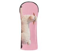 Golf Head Covers Premium Leather Headcovers with Interchangeable No. Tags for Driver Fairway Hybrid Wood Cartoon Cute Sheep Pink