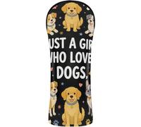 Golf Head Covers Premium Leather Waterproof Headcover with Interchangeable No. Tags for Driver, Fairway Wood Hybrid Fun Dog Puppy Lover Themed Cute Just A Girl Who Loves Dogs