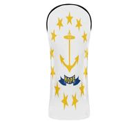 Golf Head Covers Premium Leather Waterproof Headcover with Interchangeable No. Tags for Driver & Fairway Woods Rhode Island State Flag