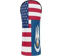 Golf Head Covers Premium Leather Waterproof Headcover with Interchangeable No. Tags for Woods and Driver Hybrid Flag of The United States Louisiana