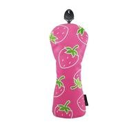Golf Head Covers, PU Leather Club Heads Protectors Zip, Strawberry Long Neck Mesh Golfwick, Suitable for the Taste of Golf Lovers, Ideal for Presentation of Appreciated