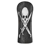 Golf Head Covers Pu Leather with Interchangeable No. Tags for Driver & Fairway Woods Jolly Roger Pirate Rustic Flag