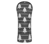 Golf Head Covers Pu Leather with Number Tags for Driver, Woods and Hybrid Christmas Grey White Striped Trees