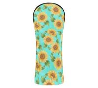 Golf Head Covers Sunflowers Turquoise Golf Club Headcovers with Interchangeable Tags for Driver Wood Hybrid Women Men, PU Leather