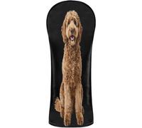 Golf Head Covers Waterproof Headcovers | with Number Tag for Driver, Woods and Hybrid Fleecy Goldendoodle Lying Down Dog Birthday