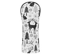 Golf Head Covers Waterproof Headcovers with Number Tags for Driver & Fairway Woods Christmas Black White Forests Animals Trees