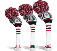 Golf Head Covers Woods Driver Fairway Hybrid 3 Pcs,Golf Headcover Pom Knitted Number 1 3 5 for Men Women Kids Anti-Wrinkle Washable Soft Portable Color Blue Red (Multicolor)