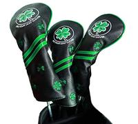 Golf Headcovers Club Covers for Driver Fairway Woods Hybrid Clover Lucky Protector Headcover PU Leather with Interchangeable Number Tag (135 Set, 3)