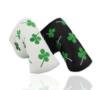 Golf Headcovers for Putter Club PU Leather Fabric Value Pack, Putters Headcover Shamrock Embroidered Design Waterproof Lightweight Fahion Fit All Brands Putter Clubs (White)