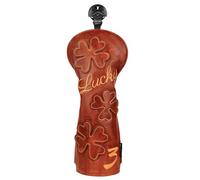 Golf Headcovers Golf Club Head Covers Four Leaf Clover Good Luck Charm - Clover Style Premium Leather Driver Fairway(FW) Wood Hybrid(UT) with Number Tags (Fairway Wood 3 Headcover-Brown)
