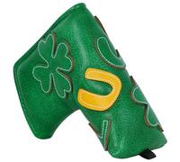 Golf Headcovers Golf Club Head Covers Four Leaf Clover Good Luck Charm - Clover Style Premium Leather Driver Fairway(FW) Wood Hybrid(UT) with Number Tags (Blade Putter Cover-Green)