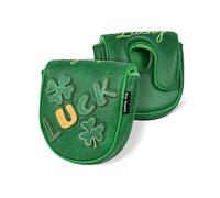 Golf Headcovers Golf Club Head Covers Four Leaf Clover Good Luck Charm - Clover Style Premium Leather Driver Fairway(FW) Wood Hybrid(UT) with Number Tags (DF2.1 Mallet Putter Cover-Green)