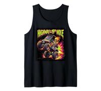 Golf Highway to the 19th Hole Golf Cart Flaming Skull Golfer Tank Top