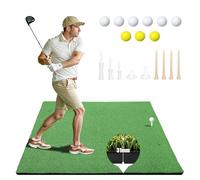 Golf Hitting Mat 5x4 FT Artificial Turf Mat with 2 Rubber Tees, 7 Golf Tees and 9 Balls Training Mat for Indoor/Outdoor Practice