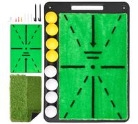 Golf Hitting Mat Golf Practice Mat Swing Path Detection, Analyse Swing Path & Correct Stance & Posture with Ball Tray & Rubber Base, Dual Turf Mat for Outdoor Indoor Golf Training