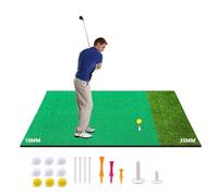 Golf Hitting Mat, Golf Practice Mats with 9 Tees & 9 Balls, 5x4ft Portable Outdoor Golf Training Mat for Home Backyard Sports Ground Garden Garage