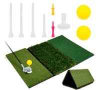 Golf Hitting Mat,Portable Golf Practice Mat,Foldable Tri-Turf Practice Pad for Swing Path Feedback & Detection,Batting Training Mats with Non-Slip Rubber Base for Indoor & Outdoor