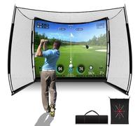 Golf Hitting Net, 11x8ft Spacious Golf Net with Simulator Impact Screen and Target Cloth, Heavy Duty Golf Simulator Net for Home Backyard Garage Indoor Outdoor Use
