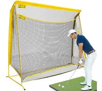 Golf Hitting Net with Extra Striking Net, 10x7ft Heavy Duty Golf Practice Net for Golfer Backyard Driving Swing, Golf Impact Net Cage Metal Frame with Storage Bag and Elevated Base