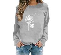 Golf Hoodies for Women Ladies Fleece Tops Leaving Gifts for Colleagues Women Active Workout Women's Dandelion Print Casual Fashion Sweatshirt Top (Grey #1, XL) Clearance Bargains