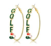 Golf Hoop Earrings for Women Golf Ball Tee Bag Cart Earring Statement Golf Themed Earrings Putting Green Earrings Sport Game Day Golf Accessories Outfits Jewelry Gifts, L, Alloy Steel, No Gemstone