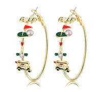 Golf Hoop Earrings for Women Golf Ball Tee Bag Cart Earring Statement Golf Themed Earrings Putting Green Earrings Sport Game Day Golf Accessories Outfits Jewelry Gifts, L, Alloy Steel, No Gemstone
