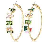 Golf Hoop Earrings for Women Golf Ball Tee Bag Cart Earring Statement Golf Themed Earrings Putting Green Earrings Sport Game Day Golf Accessories Outfits Jewelry Gifts, L, Alloy Steel, No Gemstone