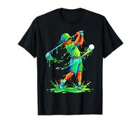 Golf Ice Drip Paint Splash Athlete Swing Art Dripping T-Shirt