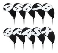 Golf Iron Club Head Covers Men 10Pcs Set for Right-hand 4-9,P,A,S,X Headcovers Protector Black Neoprene White Big Number