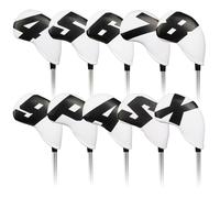 Golf Iron Club Head Covers Men 10Pcs Set for Right-hand 4-9,P,A,S,X Headcovers Protector White Neoprene Black Big Number