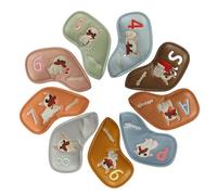 Golf Iron Covers - 9 Pieces Protective PU Leather Portable with Cartoon Dog Design - Golf Club Covers - for Outdoor Practice, Home, Sports, Leisure and Recreational Activities