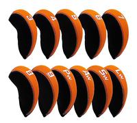 Golf Iron Covers,Golf Iron Head Covers Neoprene Golf Iron Covers Set 11pcs Golf Iron Headcovers,Golf Club Head Covers for Iron Club Fit All Brands Titleist,Callaway,Taylormade,Orange