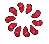 Golf Iron Covers Set, 10pcs Waterproof Golf Head Covers with Numbers for Clubs Headcovers - Durable Mesh Material, Protective and Portable for Court Exercise (Red)