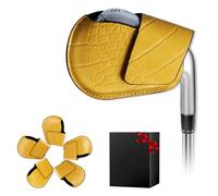 Golf Iron Covers Set, Golf Club Head Covers for Irons, Premium Magnetic Leather Protector for Irons, Universal Fit for Major Brands, Callaway, Ping, Taylormade, Cobra, Titleist, etc. 5 pcs, Yellow