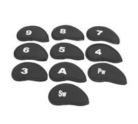 Golf Iron Head Cover 10Pcs Clear Numbers Protective Club Iron Cover for Golf Exercise (Black)