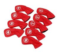 Golf Iron Head Cover 9Pcs/Set Golf Cover Iron Pole Head Covers Putter Protector Outdoor Sports Universal With Number Tags Waterproof PU Leather(Red)