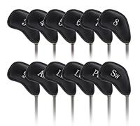 Golf Iron Head Covers, 12Pcs PU Golf Head Covers, Durable Golf Club Head Covers with Number Tags for Ping Titleist Callaway Taylormade Cobra (3-9 Pw Aw Sw Lw Lw)