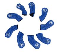 Golf Iron Head Covers, 9Pcs PU Waterproof Club Headcovers for Right Left Handed Golfer - Plush Lining Protection, Lightweight Design for Golf Lovers (Blue)