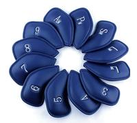 Golf Iron Head Covers, Golf Club Covers 12Pcs PU Protective Head with Clear Numbers and Sizes Waterproof Portable Easy to Identify for Men Women All Irons Clubs, Blue