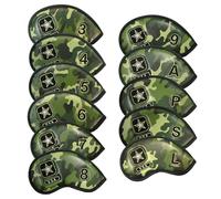 Golf Iron Head Covers Numbers Synthetic Leather Headcover Deluxe Value 12 Pcs Set, Golf Iron Headcovers Protector for Club Mens Protable Fit All Brands (Aquamarine)
